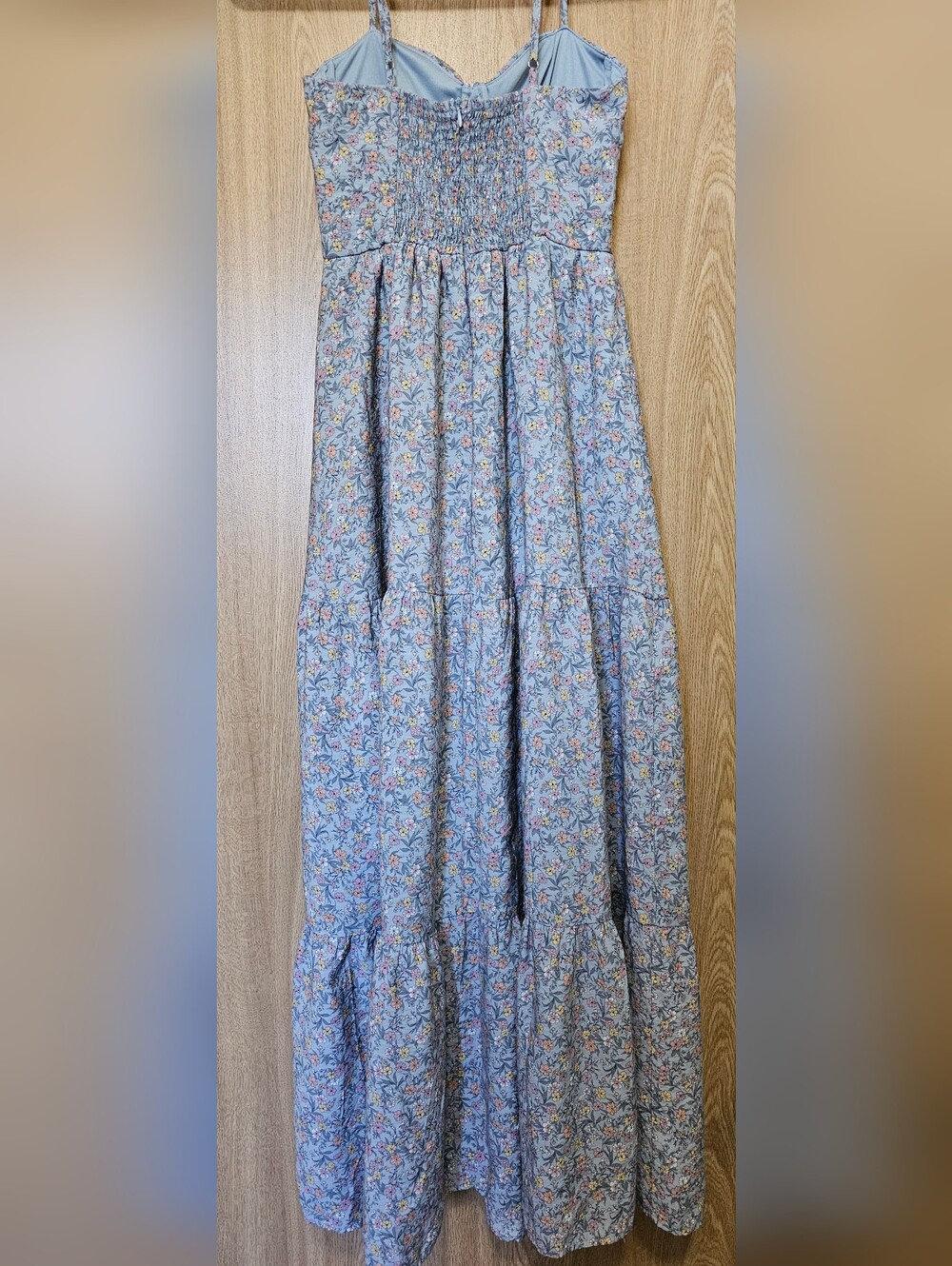 Altar'd State Pale Blue Gray Pink Yellow Floral Maxi Dress Size XS - Picture 6 of 9